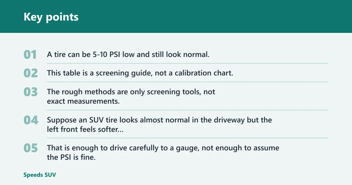 Key points: What you can tell without a gauge