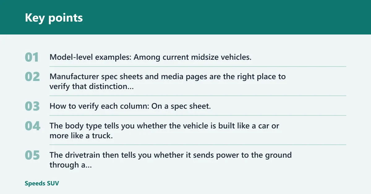 Key points: Midsize SUV decision matrix