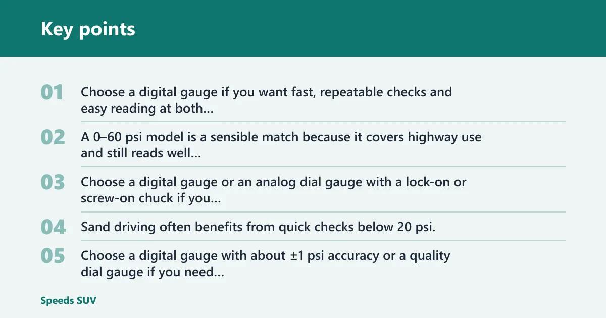 Key points: Which gauge fits your off-road use case?
